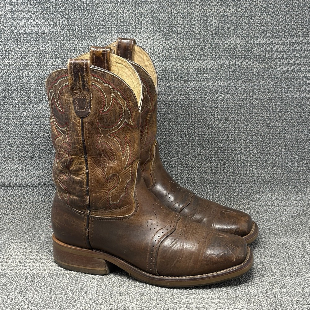 Double H DH3660 Mens 10 2E Brown Leather Square Steel Toe Cowboy Work Boots USA